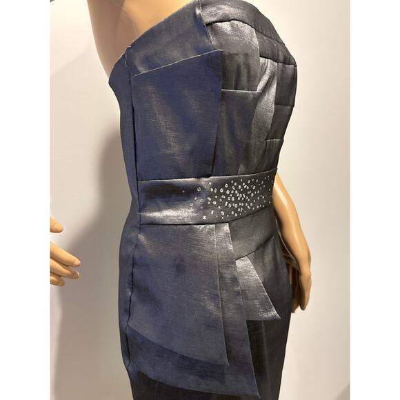2000s Jessica McClintock Charcoal Strapless Cocktail Dress medium - Picture 10 of 12